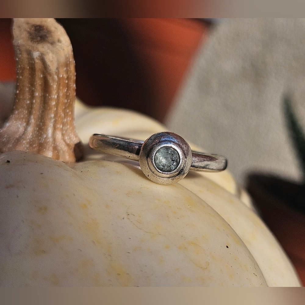 James Avery Remenbrance Lab-created Aqua Spinel Sterling Silver Ring Size 6